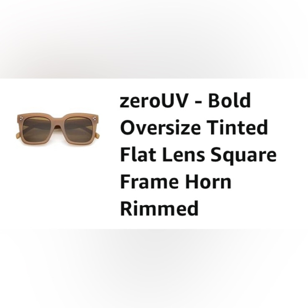 zeroUV - Bold Oversize Tinted Flat Lens Square Frame Horn Rimmed